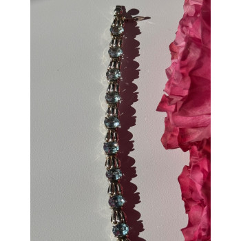925 Sterling Silver Blue Topaz Bracelet 7.5 inch