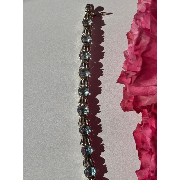 925 Sterling Silver Blue Topaz Bracelet 7.5 inch