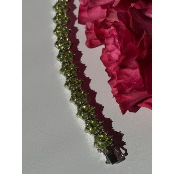 925 Sterling Silver Peridot Flower Bracelet 7.5 inch
