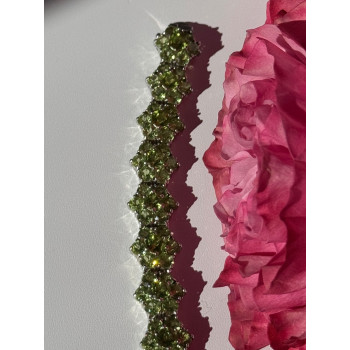 925 Sterling Silver Peridot Flower Bracelet 7.5 inch