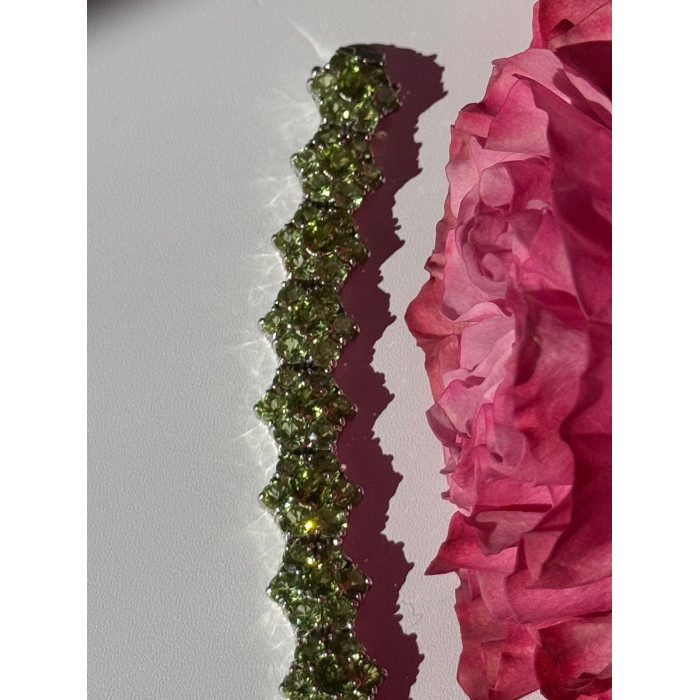 925 Sterling Silver Peridot Flower Bracelet 7.5 inch