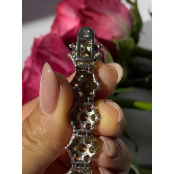 925 Sterling Silver Peridot Flower Bracelet 7.5 inch