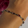 925 Sterling Silver Garnet Bracelet 7 Inch