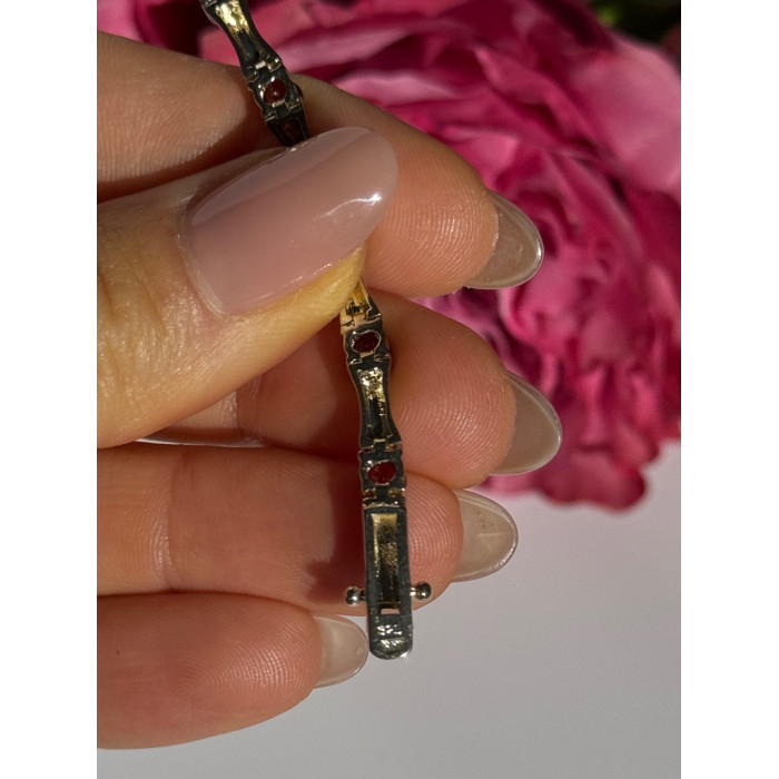 925 Sterling Silver Garnet Bracelet 7 inch