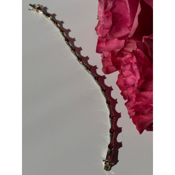 925 Sterling Silver Garnet Bracelet 7 inch