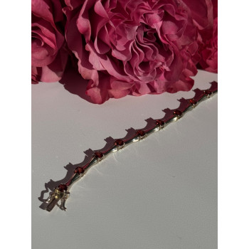 925 Sterling Silver Garnet Bracelet 7 inch