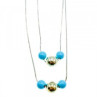 925 Sterling Silver Turquoise Imitation Necklace From two Chains Italy