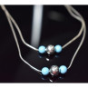 925 Sterling Silver Turquoise Imitation Necklace From two Chains Italy