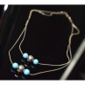 925 Sterling Silver Turquoise Imitation Necklace From two Chains Italy