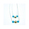 925 Sterling Silver Turquoise imitation Necklace from two chains  Italy
