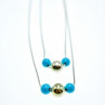 925 Sterling Silver Turquoise Imitation Necklace From two Chains Italy