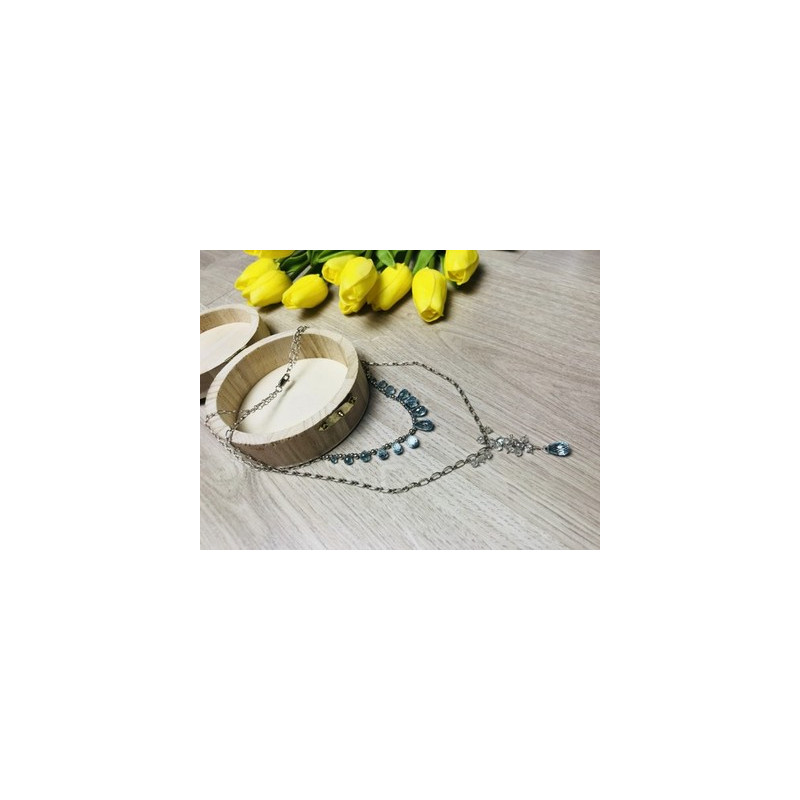 925 Sterling Silver Blue Jadeite Necklace