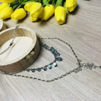 925 Sterling Silver Blue Jadeite Necklace