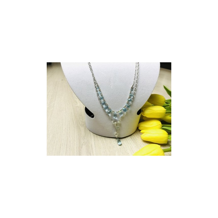 925 Sterling Silver Blue Jadeite Necklace