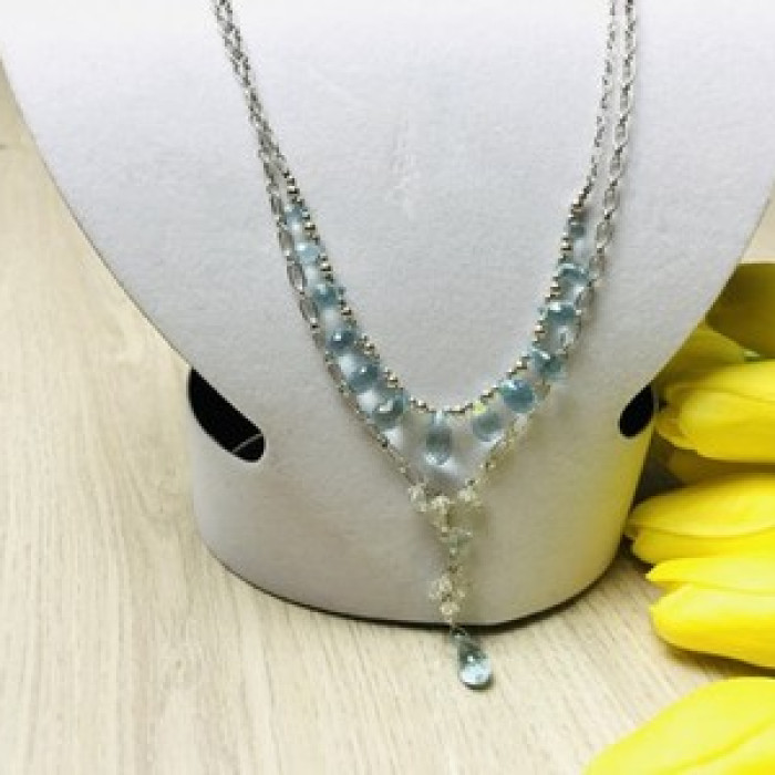 925 Sterling Silver Blue Jadeite Necklace