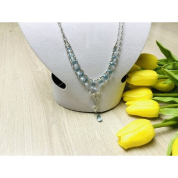 925 Sterling Silver Blue Jadeite Necklace