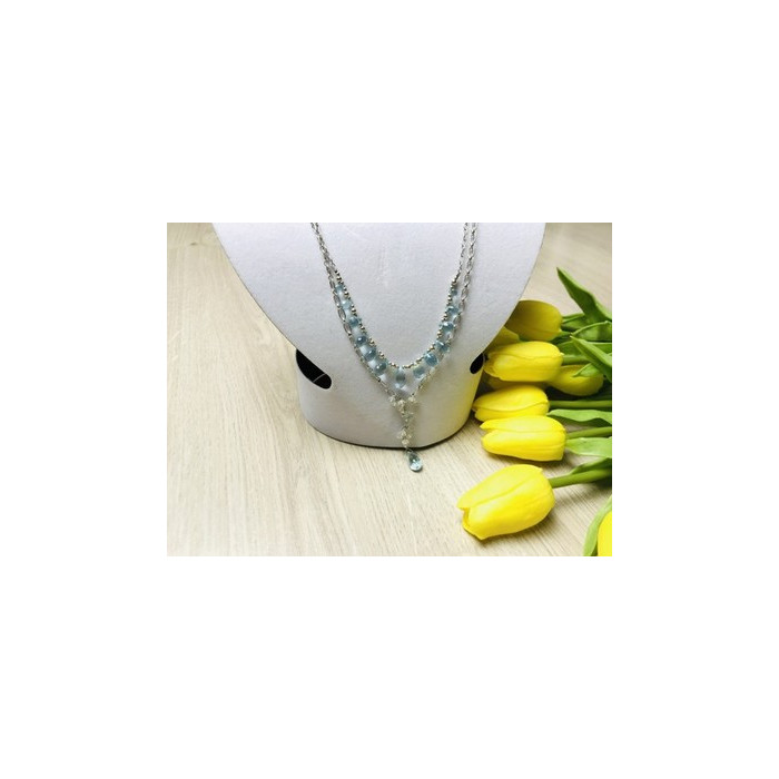 925 Sterling Silver Blue Jadeite Necklace