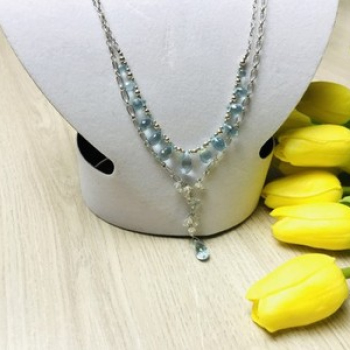 925 Sterling Silver Blue Jadeite Necklace
