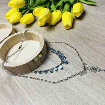 925 Sterling Silver Blue Jadeite Necklace