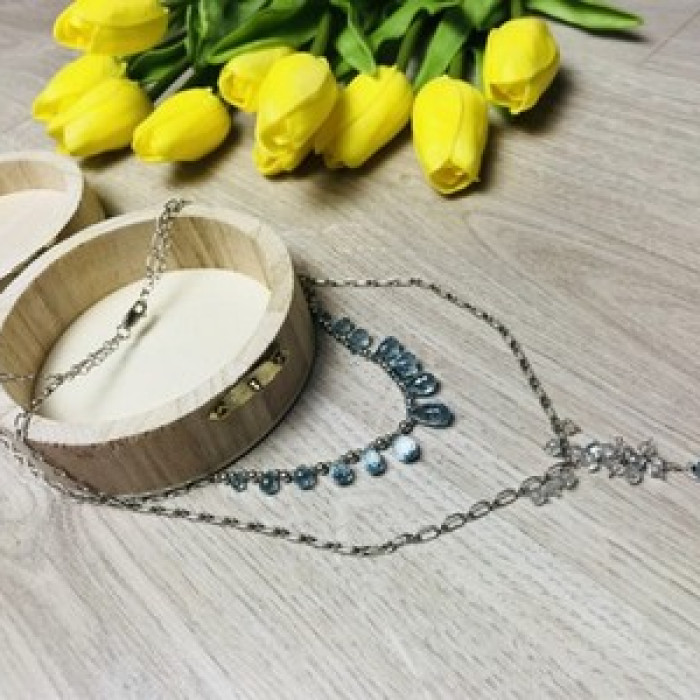 925 Sterling Silver Blue Jadeite Necklace