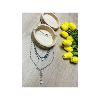 925 Sterling Silver Blue Jadeite Necklace