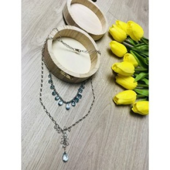 925 Sterling Silver Blue Jadeite Necklace