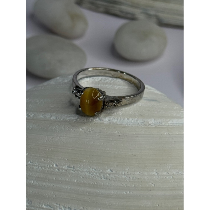 925 Sterling Silver Yellow Jade Ring Size 7