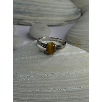 925 Sterling Silver Yellow Jade Ring Size 7