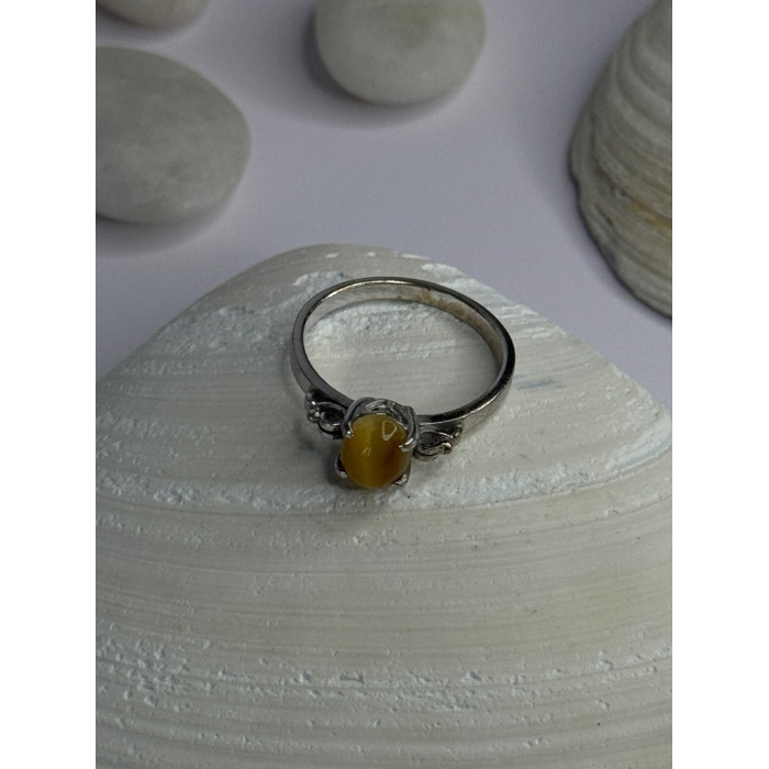 925 Sterling Silver Yellow Jade Ring Size 7
