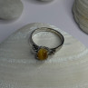 925 Sterling Silver Yellow Jade Ring Size 7