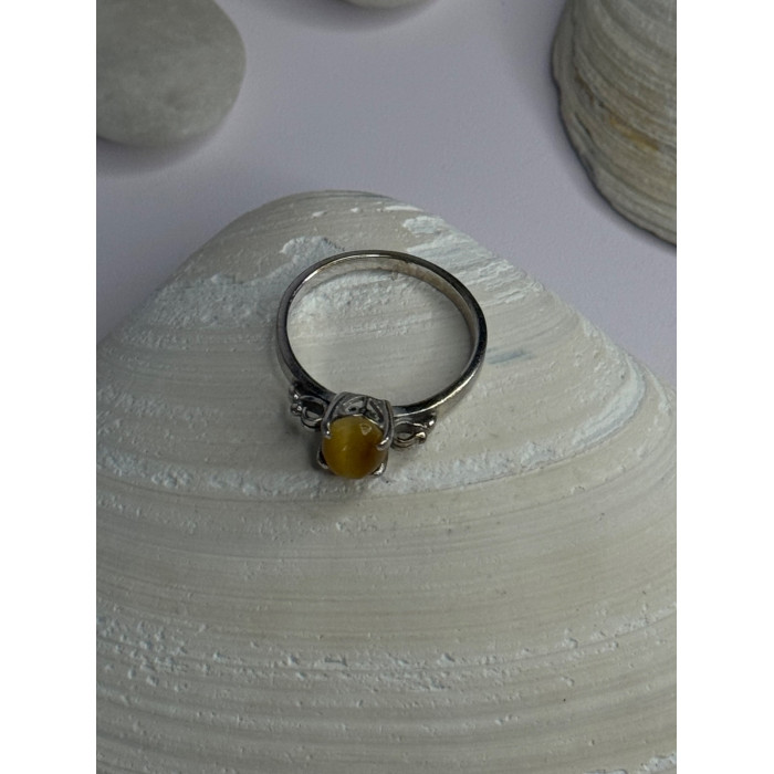925 Sterling Silver Yellow Jade Ring Size 7