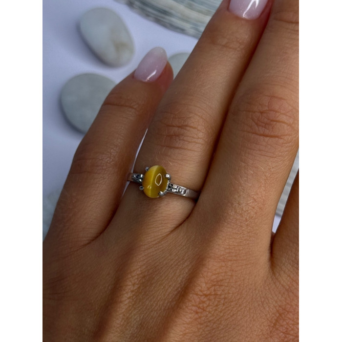 925 Sterling Silver Yellow Jade Ring Size 7