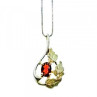925 Sterling Silver Garnet Chain With Pendant Italy