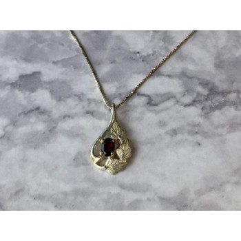 925 Sterling Silver Garnet Chain with Pendant Italy