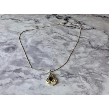 925 Sterling Silver Garnet Chain with Pendant Italy