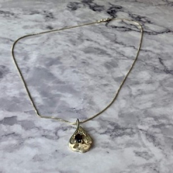 925 Sterling Silver Garnet Chain With Pendant Italy