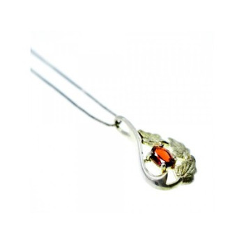 925 Sterling Silver Garnet Chain with Pendant Italy