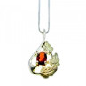 925 Sterling Silver Garnet Chain With Pendant Italy