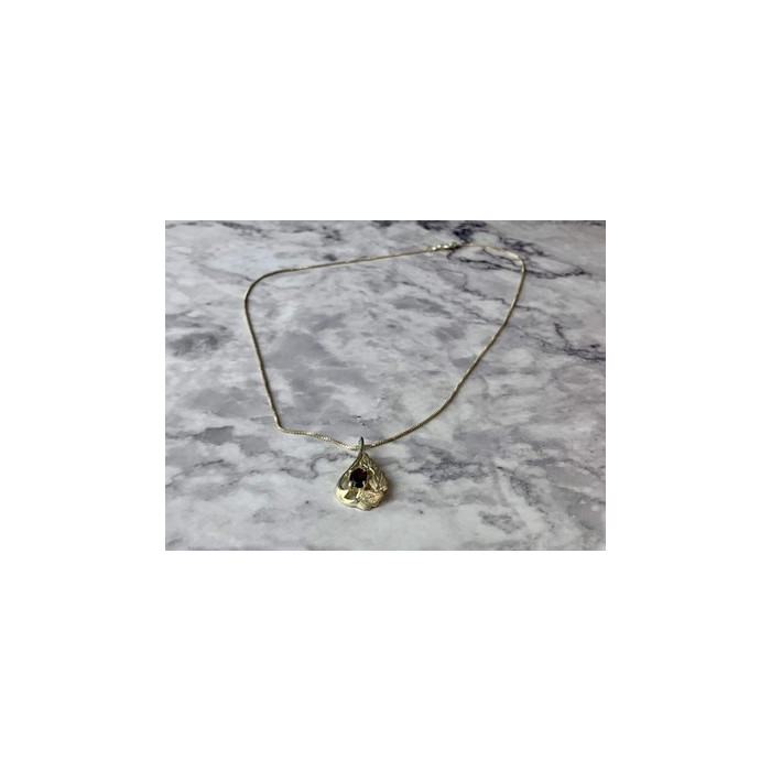 925 Sterling Silver Garnet Chain with Pendant Italy