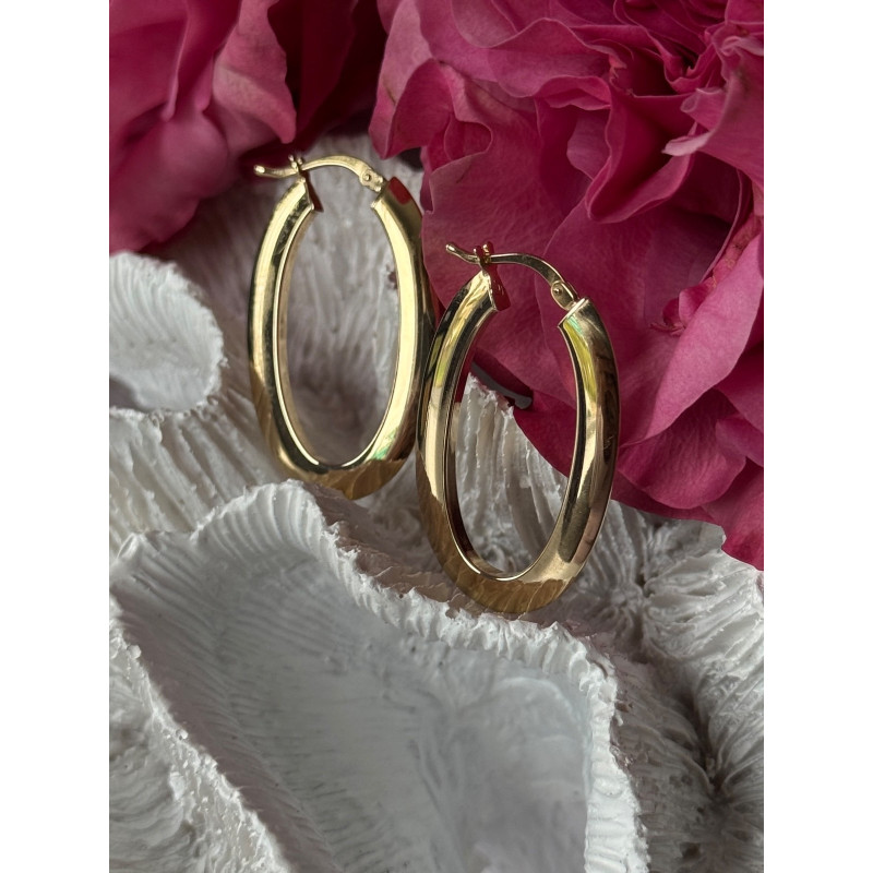 Italy 14K Yellow Gold Earrings Length 1.30 inch