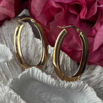 Italy 14K Yellow Gold Earrings Length 1.30 Inch