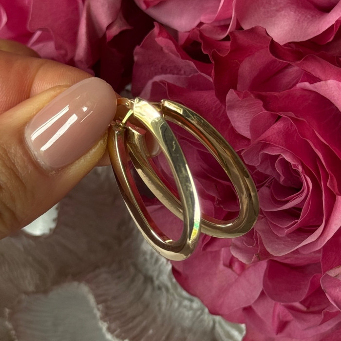Italy 14K Yellow Gold Earrings Length 1.30 Inch