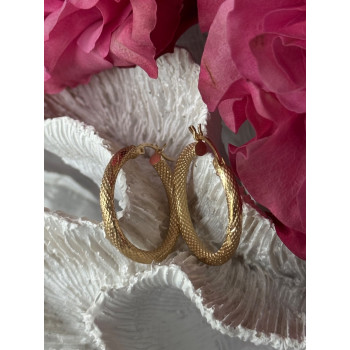 Italy 14K Yellow Gold Hoop Earrings Length 1 inch