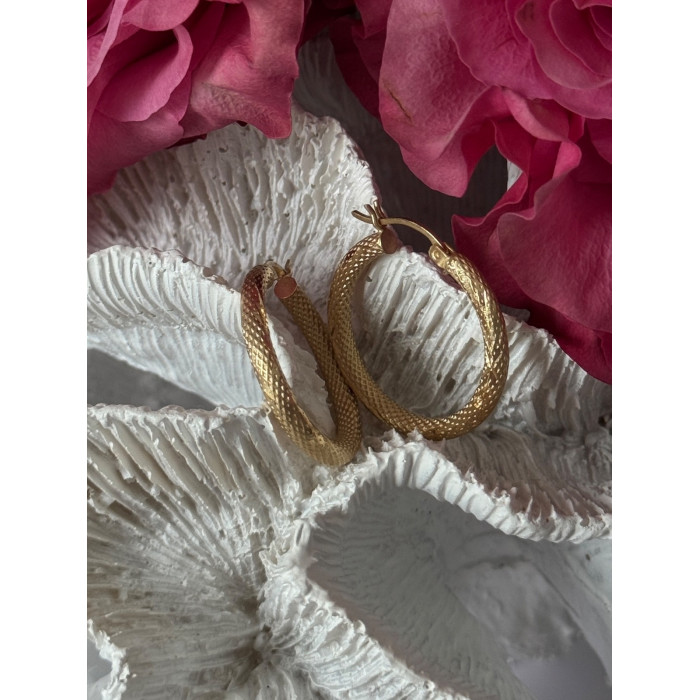 Italy 14K Yellow Gold Hoop Earrings Length 1 inch