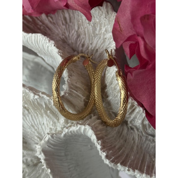 Italy 14K Yellow Gold Hoop Earrings Length 1 inch