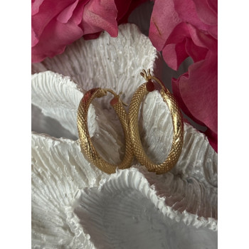 Italy 14K Yellow Gold Hoop Earrings Length 1 inch