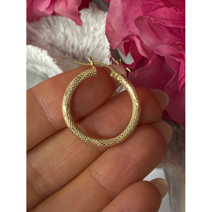 Italy 14K Yellow Gold Hoop Earrings Length 1 inch