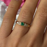 14K Yellow Gold Emerald & Diamond Ring Size 7