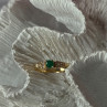 14K Yellow Gold Emerald & Diamond Ring Size 7