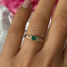 14K Yellow Gold Emerald & Diamond Ring Size 7